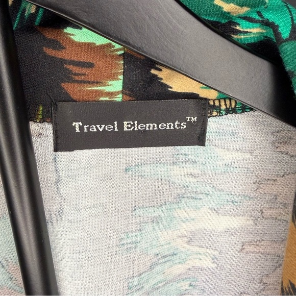 Travel Elements Green & Brown Abstract Open Front Cardigan XL EUC - Picture 3 of 3